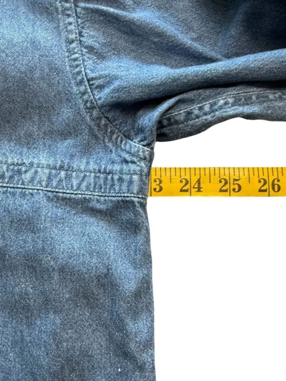 Vintage Cherokee Womens M Denim Button-Up Shirt Long Sleeve Tunic  Blue - Picture 15 of 16